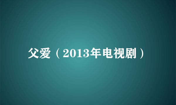 父爱（2013年电视剧）