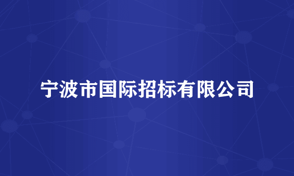 宁波市国际招标有限公司