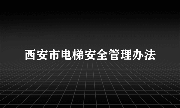 西安市电梯安全管理办法