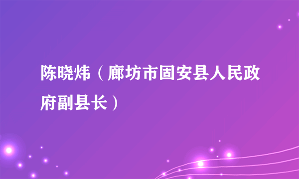 陈晓炜（廊坊市固安县人民政府副县长）