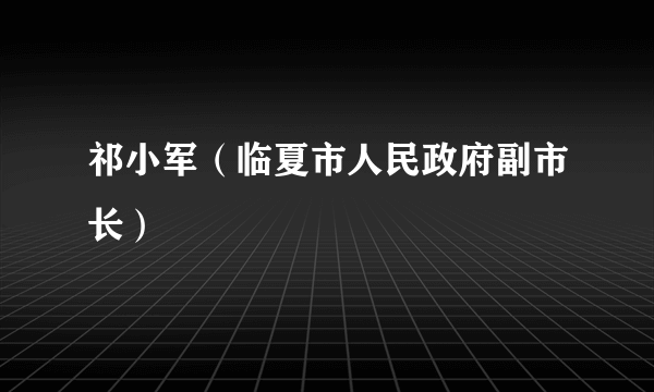 祁小军（临夏市人民政府副市长）
