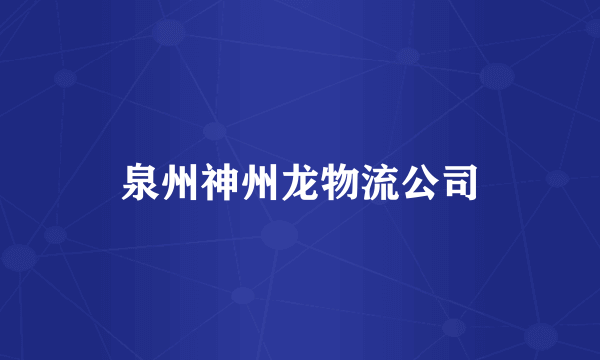 泉州神州龙物流公司