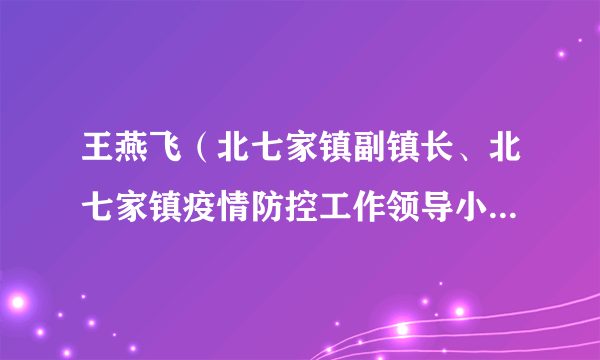 王燕飞（北七家镇副镇长、北七家镇疫情防控工作领导小组医疗保障组组长）