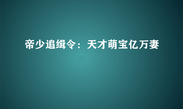 帝少追缉令：天才萌宝亿万妻