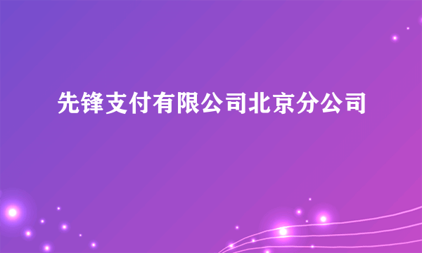 先锋支付有限公司北京分公司