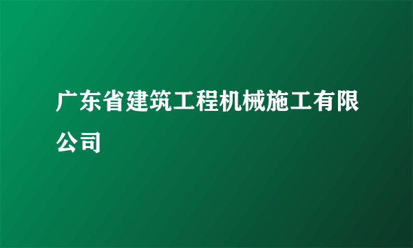广东省建筑工程机械施工有限公司
