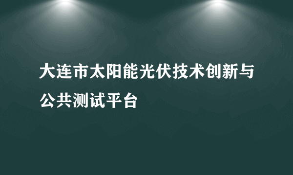 大连市太阳能光伏技术创新与公共测试平台