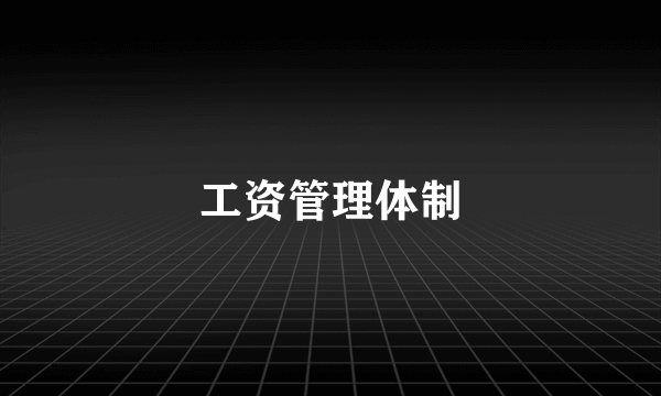 工资管理体制