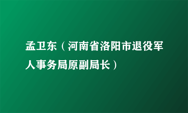 孟卫东（河南省洛阳市退役军人事务局原副局长）