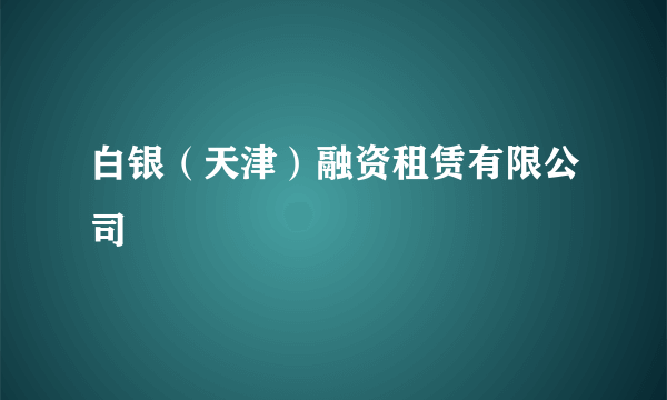 白银（天津）融资租赁有限公司