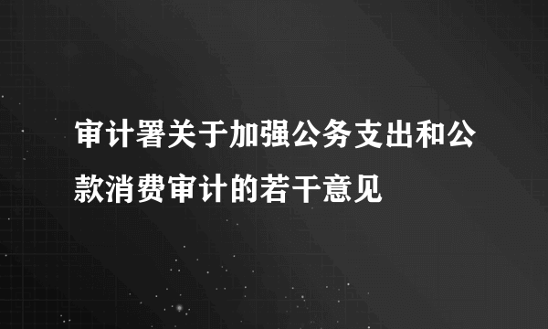 审计署关于加强公务支出和公款消费审计的若干意见