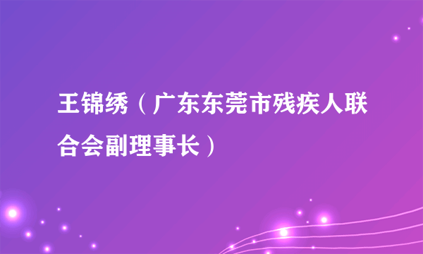 王锦绣（广东东莞市残疾人联合会副理事长）