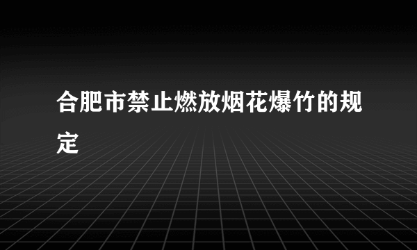 合肥市禁止燃放烟花爆竹的规定
