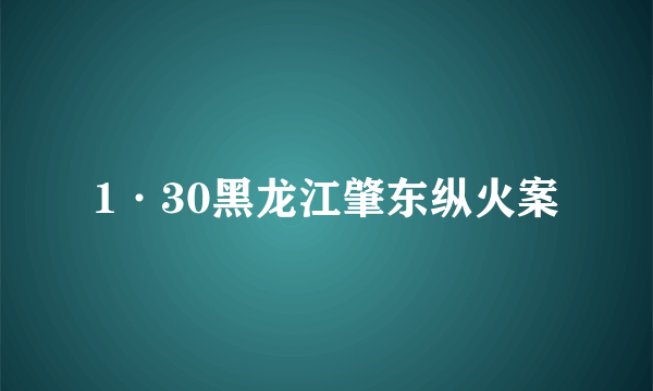 1·30黑龙江肇东纵火案