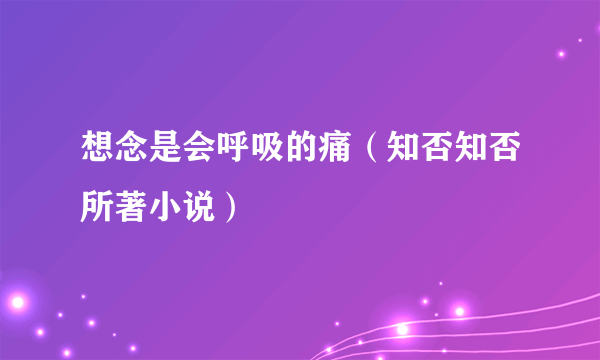 想念是会呼吸的痛（知否知否所著小说）