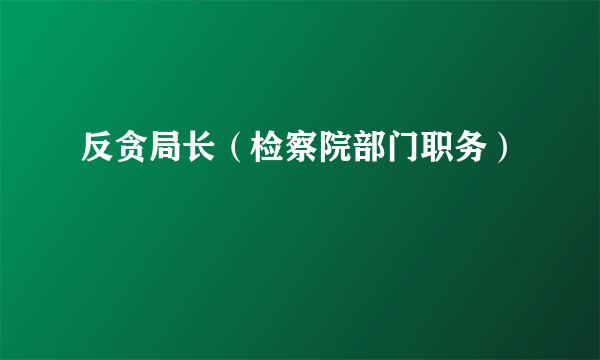 反贪局长（检察院部门职务）