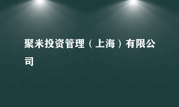 聚米投资管理（上海）有限公司