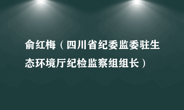 俞红梅（四川省纪委监委驻生态环境厅纪检监察组组长）