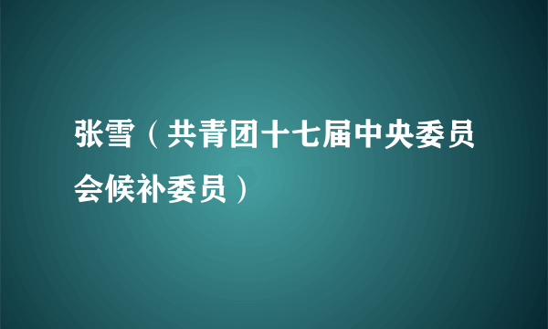 张雪（共青团十七届中央委员会候补委员）