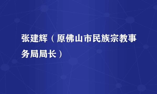 张建辉（原佛山市民族宗教事务局局长）