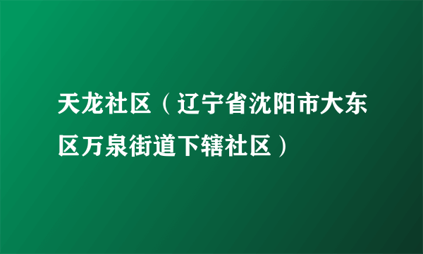 天龙社区（辽宁省沈阳市大东区万泉街道下辖社区）