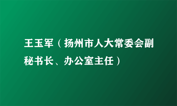 王玉军（扬州市人大常委会副秘书长、办公室主任）