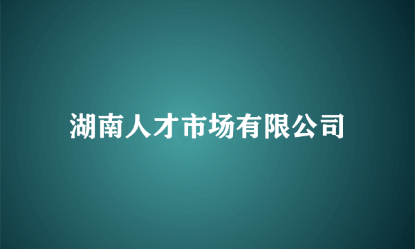 湖南人才市场有限公司
