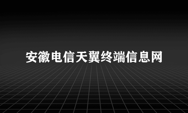 安徽电信天翼终端信息网