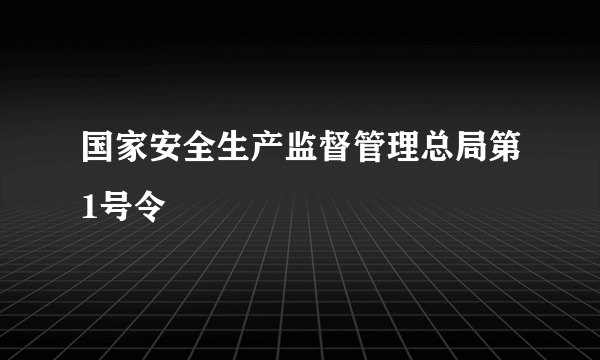 国家安全生产监督管理总局第1号令