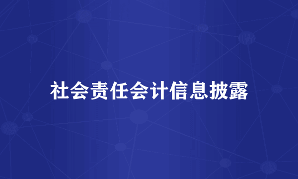社会责任会计信息披露
