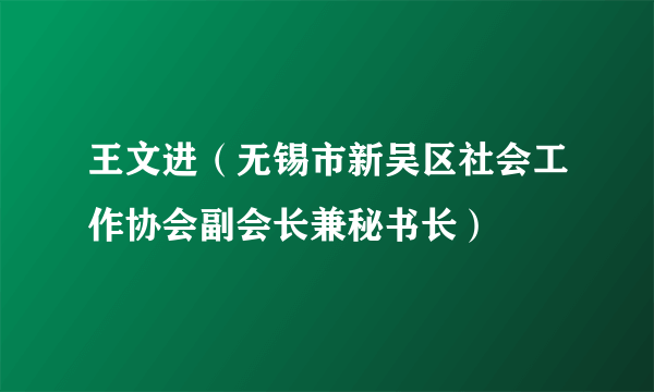 王文进（无锡市新吴区社会工作协会副会长兼秘书长）
