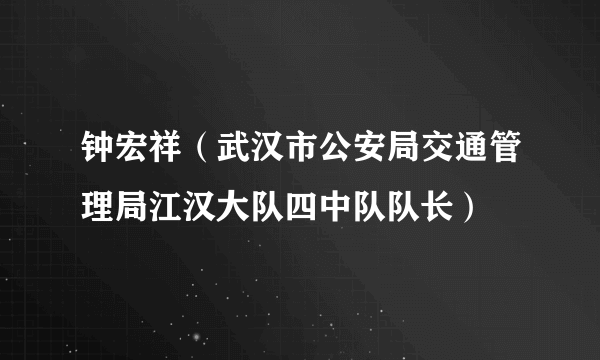 钟宏祥（武汉市公安局交通管理局江汉大队四中队队长）