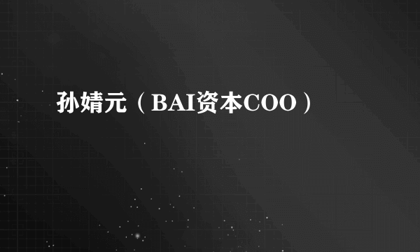 孙婧元（BAI资本COO）
