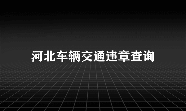 河北车辆交通违章查询