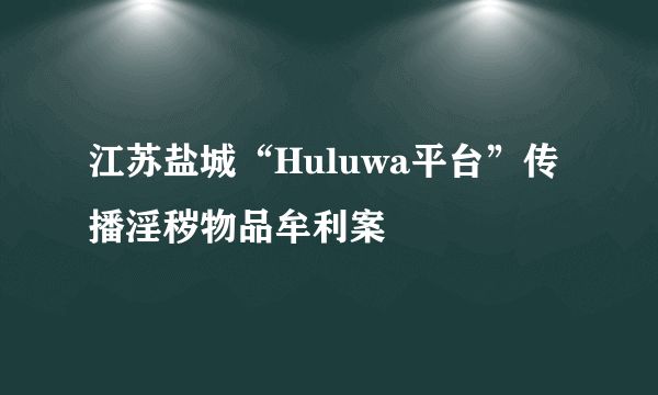 江苏盐城“Huluwa平台”传播淫秽物品牟利案