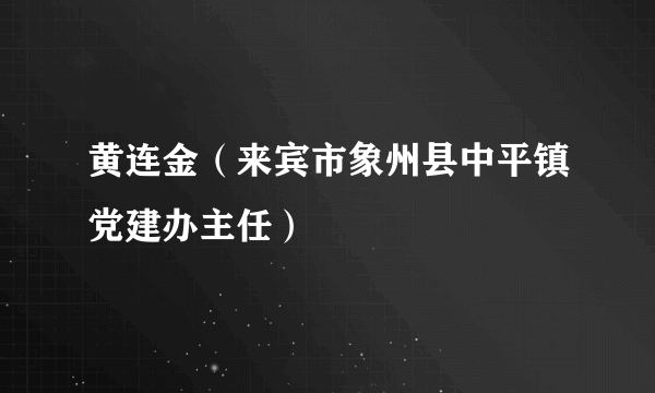 黄连金（来宾市象州县中平镇党建办主任）