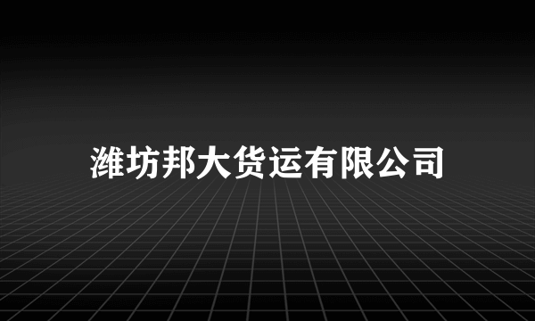 潍坊邦大货运有限公司