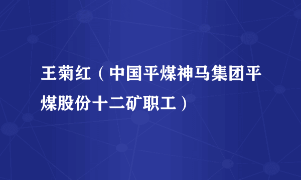 王菊红（中国平煤神马集团平煤股份十二矿职工）