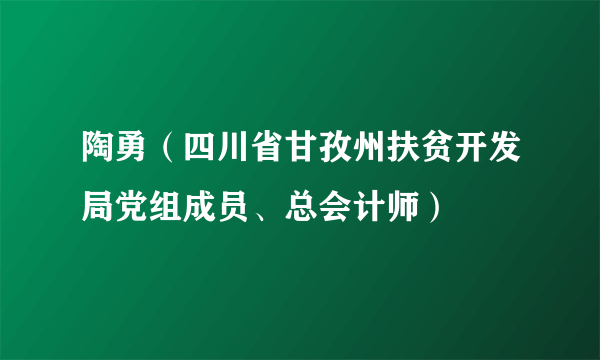 陶勇（四川省甘孜州扶贫开发局党组成员、总会计师）