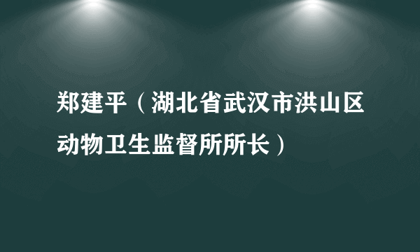 郑建平（湖北省武汉市洪山区动物卫生监督所所长）