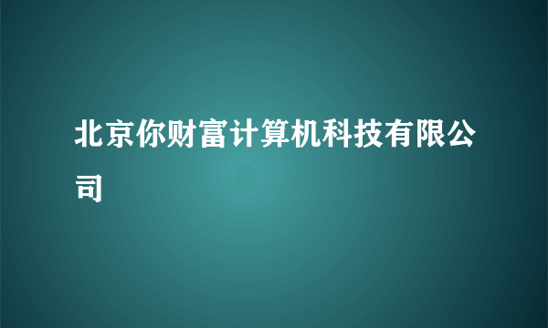 北京你财富计算机科技有限公司