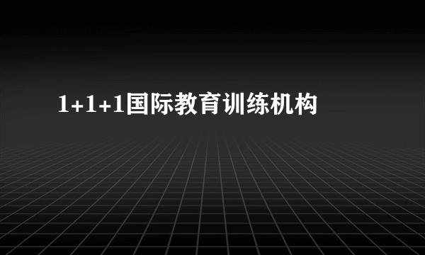 1+1+1国际教育训练机构