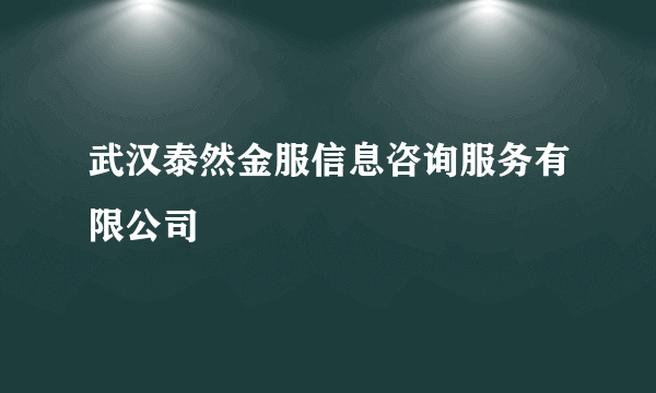 武汉泰然金服信息咨询服务有限公司