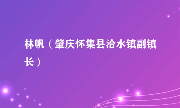 林帆（肇庆怀集县洽水镇副镇长）