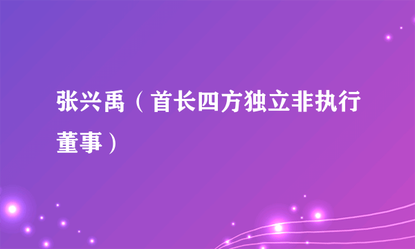 张兴禹（首长四方独立非执行董事）