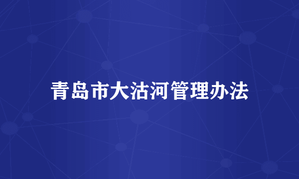 青岛市大沽河管理办法