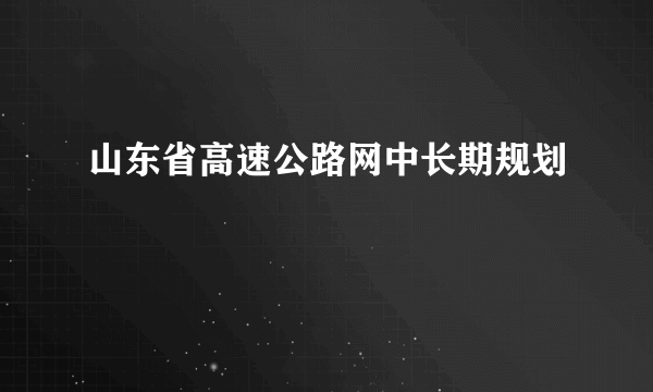 山东省高速公路网中长期规划