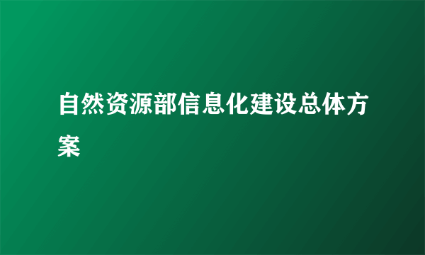 自然资源部信息化建设总体方案
