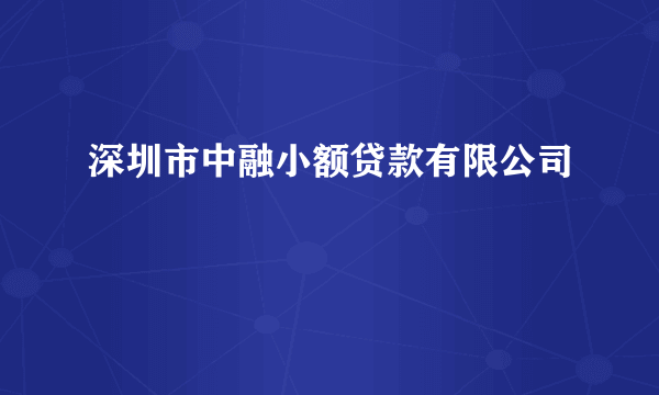 深圳市中融小额贷款有限公司