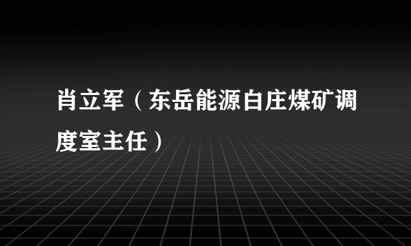 肖立军（东岳能源白庄煤矿调度室主任）